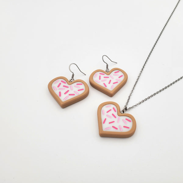 Heart Cookie Earrings with Sprinkles