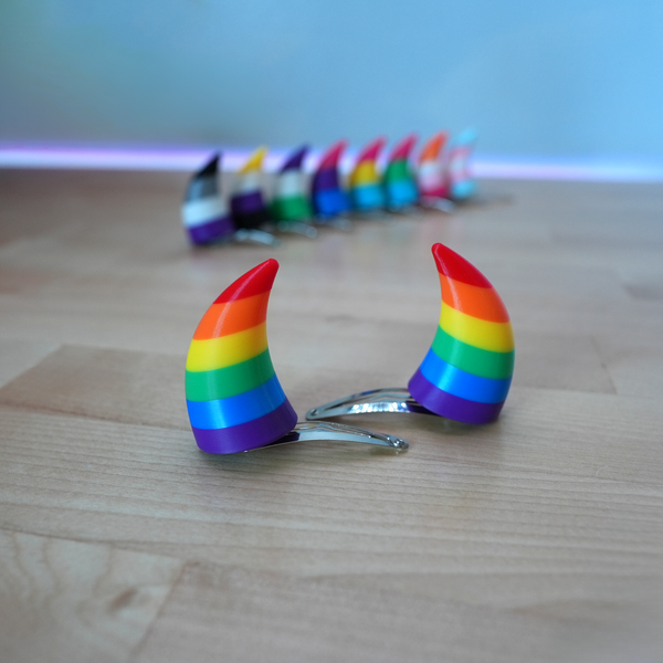 Pride Flag Devil Clip-on Horns